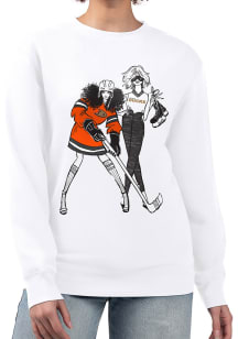 4Her Anaheim Ducks Womens White Hockey Girls Crew Sweatshirt