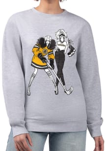 4Her Boston Bruins Womens Grey Hockey Girls Crew Sweatshirt