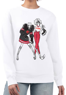 4Her Calgary Flames Womens White Hockey Girls Crew Sweatshirt