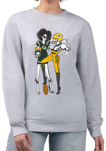 4Her Green Bay Packers Womens Grey Football Girls Crew Sweatshirt