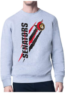 Starter Ottawa Senators Mens Grey Color Scratch Long Sleeve Crew Sweatshirt