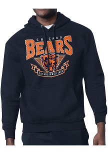Starter Chicago Bears Mens Navy Blue Mesh 80s Logo Long Sleeve Hoodie