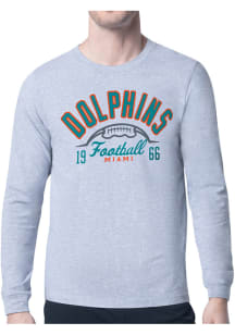 Starter Miami Dolphins Grey Half Ball Long Sleeve T Shirt