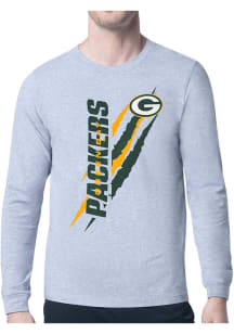 Starter Green Bay Packers Grey Color Scratch Long Sleeve T Shirt