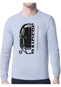 Starter Las Vegas Raiders Grey Half Helmet Long Sleeve T Shirt