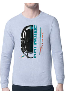 Starter Miami Dolphins Grey Half Helmet Long Sleeve T Shirt