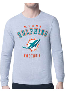Starter Miami Dolphins Grey Logo Long Sleeve T Shirt