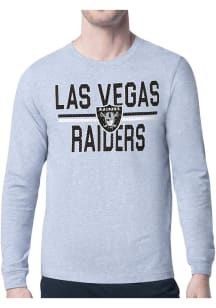 Starter Las Vegas Raiders Grey Mesh Logo Long Sleeve T Shirt