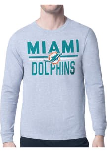 Starter Miami Dolphins Grey Mesh Logo Long Sleeve T Shirt
