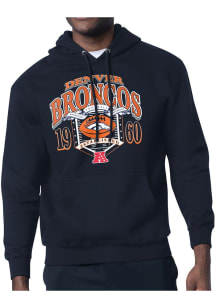 Starter Denver Broncos Mens Navy Blue 80s Logo Long Sleeve Hoodie