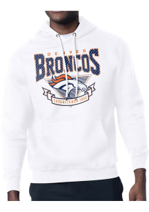 Starter Denver Broncos Mens White Mesh 80s Logo Long Sleeve Hoodie