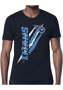 Starter Tennessee Titans Navy Blue Color Scratch Short Sleeve T Shirt