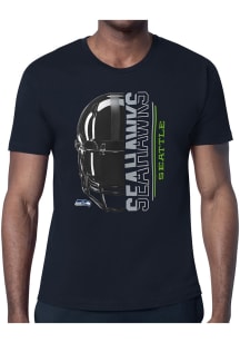 Starter Seattle Seahawks Navy Blue Half Helmet Short Sleeve T Shirt