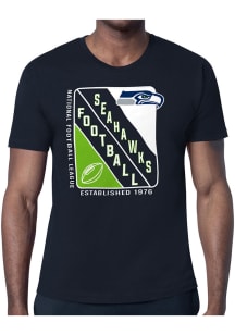 Starter Seattle Seahawks Navy Blue Shield Short Sleeve T Shirt