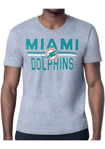 Starter Miami Dolphins Grey Mesh Logo Short Sleeve T Shirt