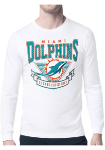 Starter Miami Dolphins White Mesh 80s Logo Long Sleeve T Shirt