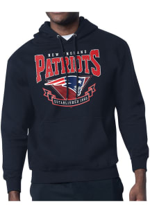 Starter New England Patriots Mens Navy Blue Mesh 80s Logo Long Sleeve Hoodie