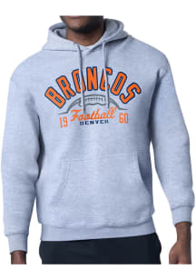 Starter Denver Broncos Mens Grey Half Ball Long Sleeve Hoodie