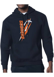 Starter Denver Broncos Mens Navy Blue Color Scratch Long Sleeve Hoodie