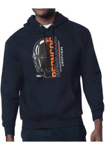 Starter Denver Broncos Mens Navy Blue Half Helmet Long Sleeve Hoodie