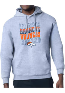 Starter Denver Broncos Mens Grey Wave Long Sleeve Hoodie
