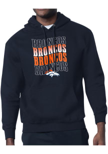 Starter Denver Broncos Mens Navy Blue Wave Long Sleeve Hoodie