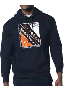 Starter Denver Broncos Mens Navy Blue Shield Long Sleeve Hoodie