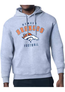 Starter Denver Broncos Mens Grey Logo Long Sleeve Hoodie