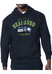 Starter Seattle Seahawks Mens Navy Blue Logo Long Sleeve Hoodie