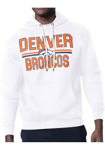 Starter Denver Broncos Mens White Mesh Logo Long Sleeve Hoodie