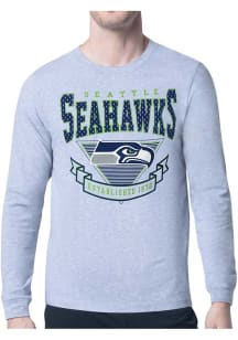 Starter Seattle Seahawks Grey Mesh 80s Logo Long Sleeve T Shirt