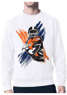 Starter Denver Broncos Mens White Player Long Sleeve Crew Sweatshirt