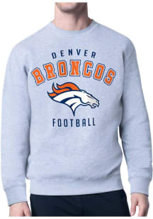 Starter Denver Broncos Mens Grey Logo Long Sleeve Crew Sweatshirt
