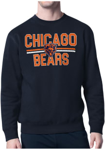 Starter Chicago Bears Mens Navy Blue Mesh Logo Long Sleeve Crew Sweatshirt