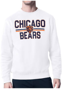 Starter Chicago Bears Mens White Mesh Logo Long Sleeve Crew Sweatshirt