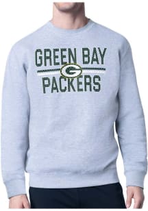Starter Green Bay Packers Mens Grey Mesh Logo Long Sleeve Crew Sweatshirt