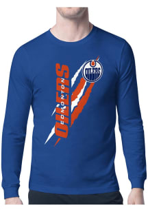 Starter Edmonton Oilers Blue Color Scratch Long Sleeve T Shirt