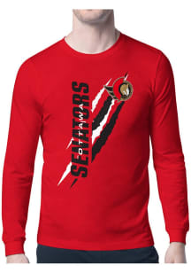 Starter Ottawa Senators Red Color Scratch Long Sleeve T Shirt