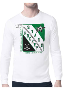 Starter Dallas Stars White Shield Long Sleeve T Shirt