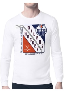 Starter Edmonton Oilers White Shield Long Sleeve T Shirt