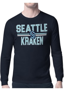 Starter Seattle Kraken Navy Blue Mesh Logo Long Sleeve T Shirt