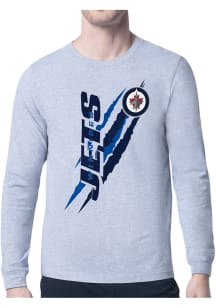 Starter Winnipeg Jets Grey Color Scratch Long Sleeve T Shirt