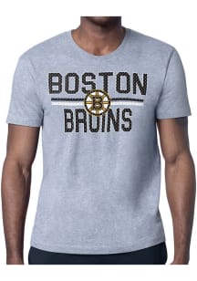 Starter Boston Bruins Grey Mesh Logo Short Sleeve T Shirt