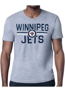 Starter Winnipeg Jets Grey Mesh Logo Short Sleeve T Shirt
