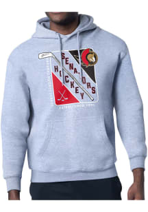 Starter Ottawa Senators Mens Grey Shield Long Sleeve Hoodie