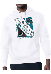 Starter San Jose Sharks Mens White Shield Long Sleeve Hoodie