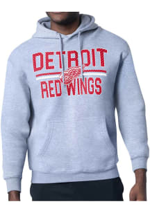 Starter Detroit Red Wings Mens Grey Mesh Logo Long Sleeve Hoodie