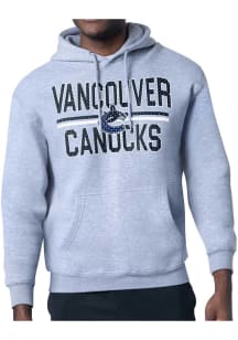Starter Vancouver Canucks Mens Grey Mesh Logo Long Sleeve Hoodie