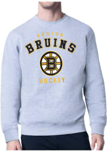 Starter Boston Bruins Mens Grey Logo Long Sleeve Crew Sweatshirt