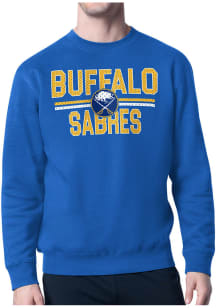 Starter Buffalo Sabres Mens Blue Mesh Logo Long Sleeve Crew Sweatshirt